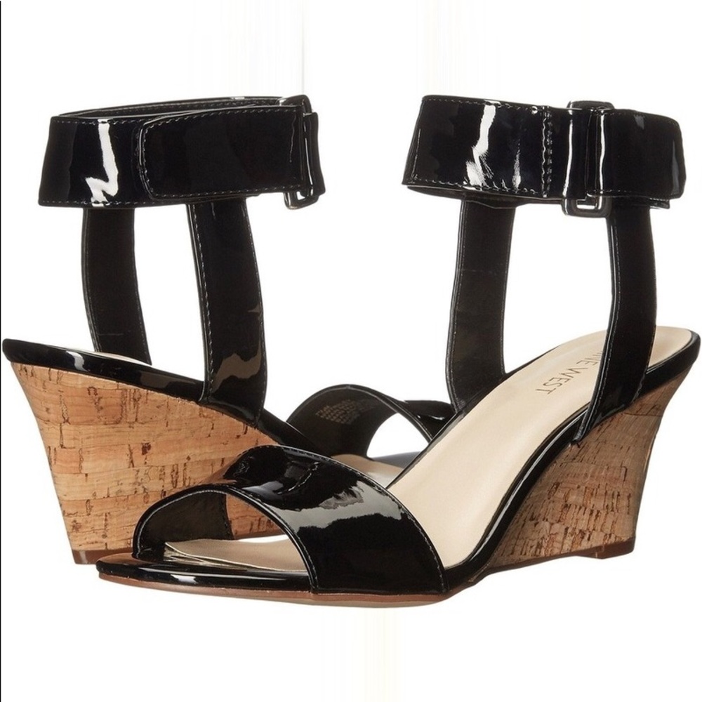NWOT Nine West | Black Riley Sandal Wedges